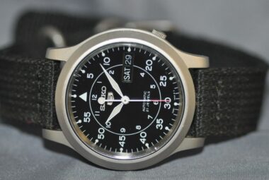 Seiko 5 Series Military Automatic Black Dial Black Canvas Watch SNK809 analog watches for men