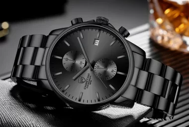CHEETAH Mens Watches with Black Stainless Steel and Metal Strap Casual Waterproof Chronograph Quartz Watch, Auto Date in Grey Hands